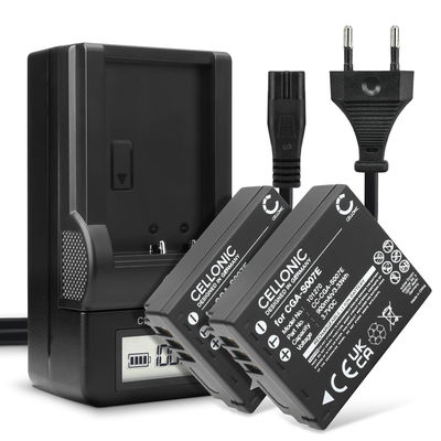 2x Batteri för Panasonic Lumix DMC-TZ5 DMC-TZ5 DMC-TZ3 DMC-TZ1 DMC-TZ4 DMC-TZ2 kamera med hög 900mAh kapacitet + laddare för uppladdningsbara kamerabatterier