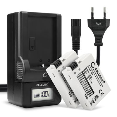 Laddare inkl. 2x Ersättningsbatteri för Canon LP-E8 - kompatibelt med bl.a.Canon EOS 650D EOS 700D EOS 550D EOS 600D EOS Kiss X4 Kiss X5 Kiss X6i EOS Rebel T2i Rebel T3i Rebel T4i Rebel T5i - batteri med hög kapacitet om 1020mAh för lång batteritid - Två 