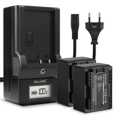 2x Batteri för Canon LEGRIA HF R806 R86 HF R706 HF R606 HF R506 R406 R306 R36 VIXIA HF R500 kamera med hög 1600mAh kapacitet + laddare för uppladdningsbara kamerabatterier