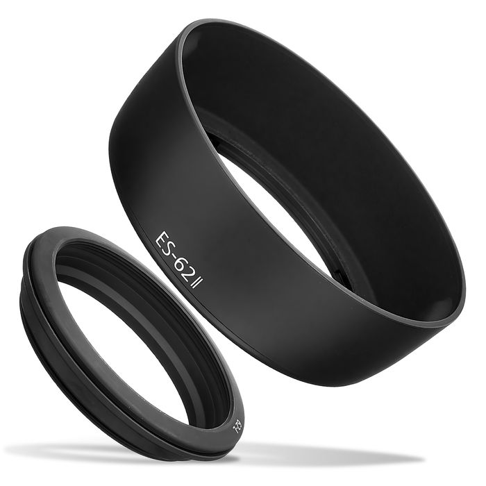 ES-62 II Kamera Motljusskydd för Canon EF 50mm f/1.8 II – Plast bajonett cylinder / rund / tub Motljusskydd från CELLONIC