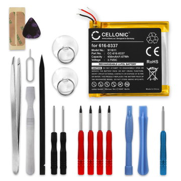 Batteri för Apple iPod nano 3 Gen. - A1236 450mAh + skruvmejsel-set från CELLONIC