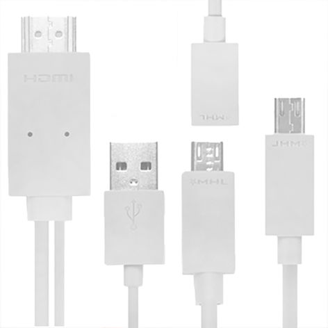 MHL Adapter Micro USB, HDMI typ A, vit från subtel