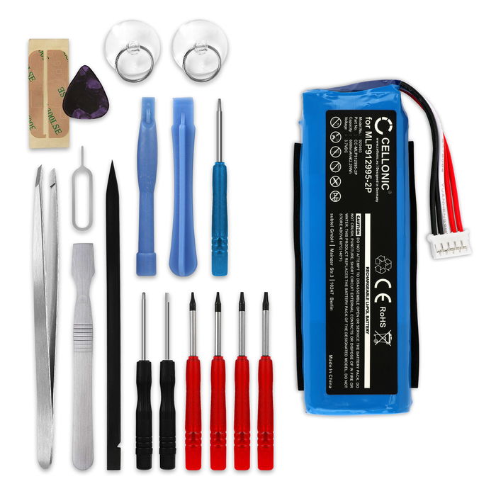 Battery for JBL Charge 2+, Charge 2 +, Charge 2 plus / JBL GSP1029102 6000mAh + Tool-kit from CELLONIC