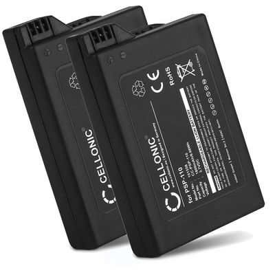 2x CELLONIC PSP-110 Batteri för Sony PSP-1000 / PSP-1004 Playstation, gamingkonsol, spelkonsol & handenhet - två st. 1800mAh ersättningsbatteri , konsolbatteri