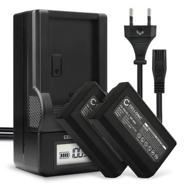 2x Batteri för Nikon Coolpix 4300 4500 4800 5000 5400 DiMAGE A200 kamera med hög 750mAh kapacitet + laddare för uppladdningsbara kamerabatterier