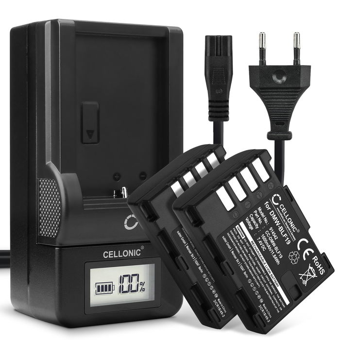 2x Batteri för Panasonic GH5 Lumix DC-GH5 DC-GH5s Lumix DMC-GH4 GH4 GH4r GH4h GH3 DMC-GH3h GH3a G9 DC-G9 kamera med hög 1600mAh kapacitet + laddare för uppladdningsbara kamerabatterier