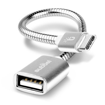 USB-kabel med OTG-funktion för bq Aquaris X / X Pro / X2 / X2 Pro / C - 15cm lång kabel, USB-sladd aluminium silver