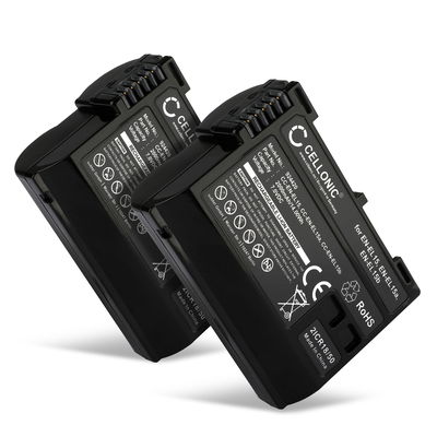 2x Batteri EN-EL15 för Nikon D850 D750 1 V1 D7500 D7200 D800 D810 D7100 D7000 Z6 D610 från CELLONIC