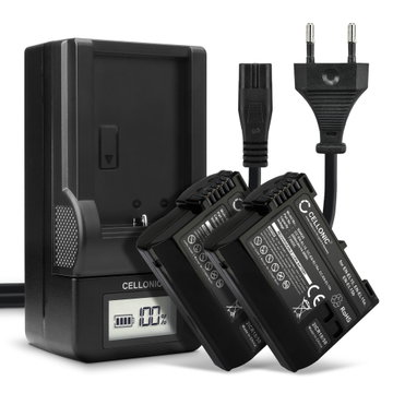 2x Batteri för Nikon D7200 D7000 D7100 D750 D7500 D500 D600 D610 D800 D810 D850 Z6 Z7 kamera med hög 2000mAh kapacitet + laddare för uppladdningsbara kamerabatterier