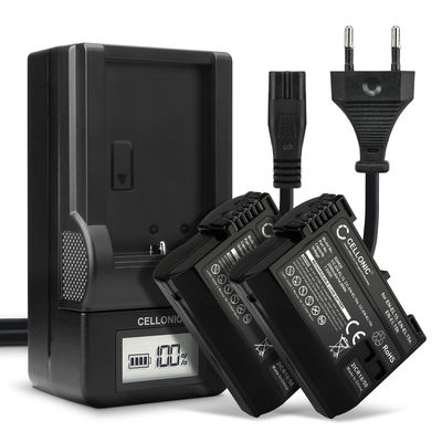 2x Batteri för Nikon D7200 D7000 D7100 D750 D7500 D500 D600 D610 D800 D810 D850 Z6 Z7 kamera med hög 2000mAh kapacitet + laddare för uppladdningsbara kamerabatterier