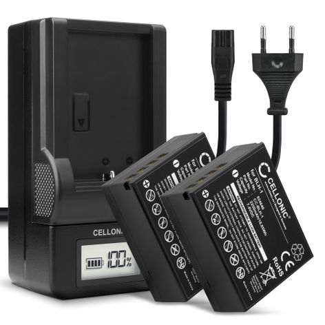 2x Batteri till Olympus OM-D E-M1 Mark II, E-M1 Mark III, E-M1X BLH-1 (2250mAh, 7.4V) + Laddare från CELLONIC