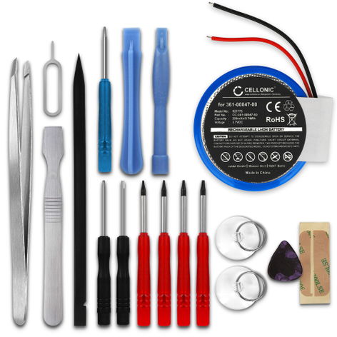 Batteri till Garmin Forerunner 210, 110, S1; Approach S1 PD3032, 361-00047-0 (200mAh, 3.7V) + verktygssats från CELLONIC