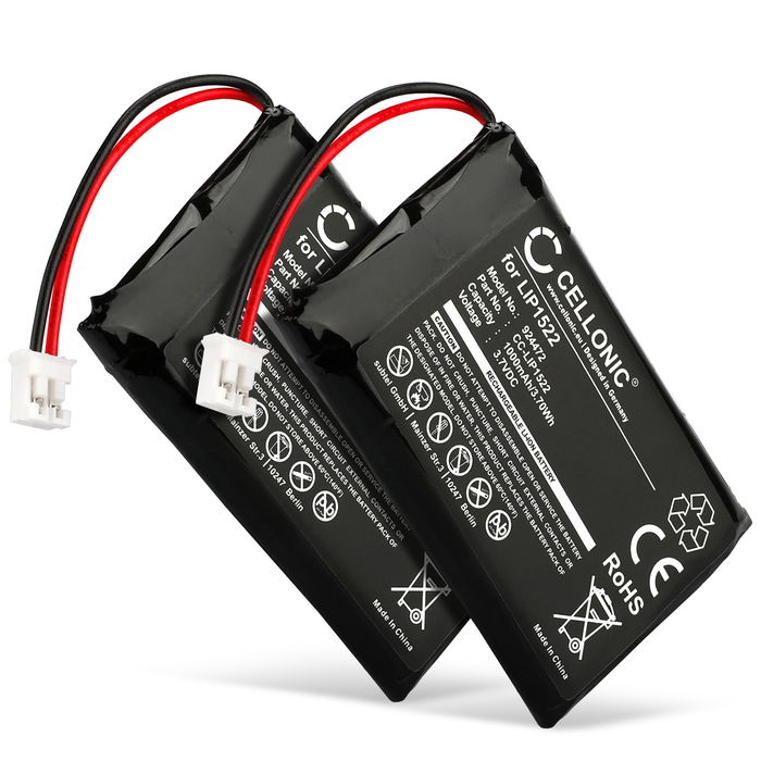 2x CELLONIC LIP1522 Batteri för Dualshock PS4 Controller gamingkonsol, spelkonsol & handenhet - 1000mAh ersättningsbatteri , konsolbatteri