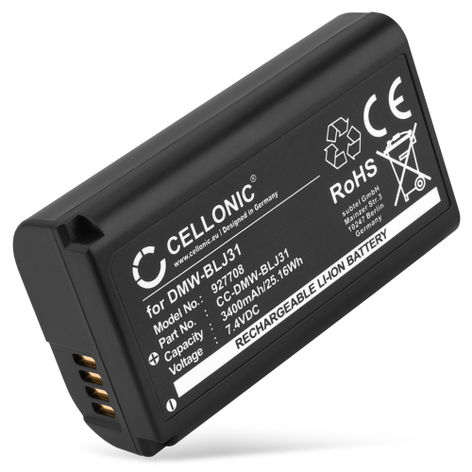 Battery for Panasonic Lumix DC-S1, DC-S1H, DC-S1M2, DC-S1M2ES DMW-BLJ31 (3400mAh, 7.4V) from CELLONIC