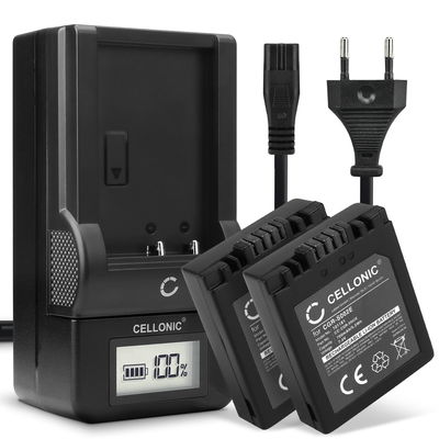 2x Batteri för Panasonic Lumix DMC-FZ10 DMC-FZ20 DMC-FZ5 -FZ1 -FZ15 -FZ2 -FZ3 DMC-FC20 kamera med hög 700mAh kapacitet + laddare för uppladdningsbara kamerabatterier