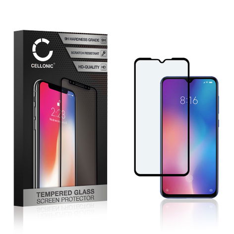 Skärmskyddsglas för Xiaomi Mi 9; Redmi 9, 9A – 3D Case-friendly (kan kombineras med skal/fodral utan problem) Härdat skyddsglas 0,33mm från CELLONIC