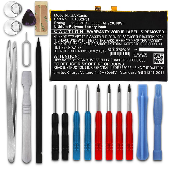 subtel Replacement Tablet Battery for Lenovo Tab 4 10 / Tab 4 10.1 + 17-Tool Tablet Repair Kit - L16D2P31 6800mAh