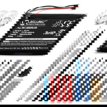 361-00059-00 GPS-batteri för Garmin Zumo 390, Zumo 350, Zumo 340 (010-01043-01, 020-00218-05) med 1800mAh + skruvmejsel-set - navigatorbatteri med lång batteritid inkl. verktygsset för batteribyte