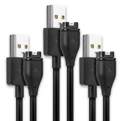3x svart USB-kabel / datakabel för Garmin Fenix 7, 6, 6 Pro, 6X Pro, Vivoactive 4, 4S, 3, Forerunner 945, 45, Venu 2 smartwatch och fitnessarmband - laddsladd -