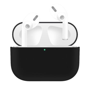 Mjukare skyddsskal för Apple AirPods Pro airpod pro-case, svart Silikon skyddsfodral för hörlurar, wireless charging case för earbuds
