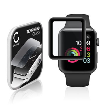 0,30mm Displayskydd / skärmskydd för Apple Watch 1 / 2 / 3 - 42mm smartwatch - 3D Full Cover 9H, Full Glue - skyddsglas för smartklocka, fitnessarmband, fitnesstracker