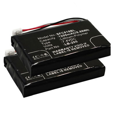 2x 131-0477, LB-205 Batteri för Safescan 6185 betalterminal , kortläsare , POS - 1200mAh Laddningsbart ersättningsbatteri eller reservbatteri