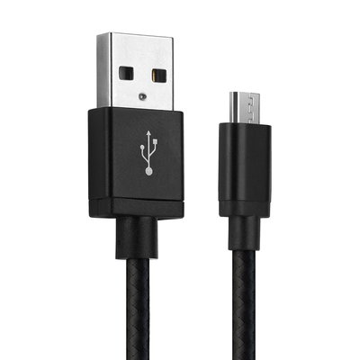 Micro USB-kabel till USB A 2.0 - 1 m för kamera mobiltelefon smartphone navigering headset surfplatta Laddningskabel 2A svart Nylon