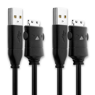2x USB-kabel / datakabel för Samsung YP-K3 YP-K5 YP-P2 YP-P3 YP-Q1 YP-Q3 YP-R1 YP-S3 YP-S5 YP-T10 YP-T9 mp3-spelare- 1.5m USB-sladd PVC Datakabel svart - MP3 player data cable
