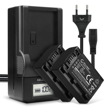 2x Batteri för Sony FDR-AX33 AX53 AX100e HDR-PJ810 PJ530 PJ330 PJ260 HDR-CX625 CX900 HDR-XR550 NEX-VG900 kamera med hög 650mAh kapacitet + laddare för uppladdningsbara kamerabatterier