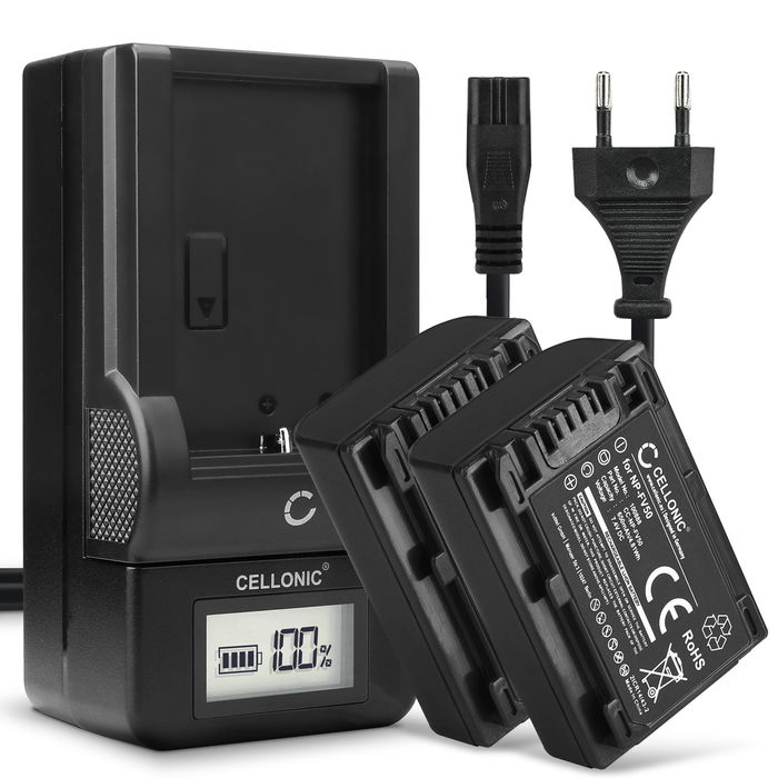 2x Sony HDR-PJ810E 650mAh Batteri + Laddare från CELLONIC