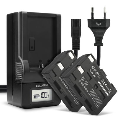 2x Batteri för Konica Minolta Maxxum 7D Dynax 5D Dynax 7D DiMAGE A2 DiMAGE A1 Maxxum 5D kamera med hög 1600mAh kapacitet + laddare för uppladdningsbara kamerabatterier