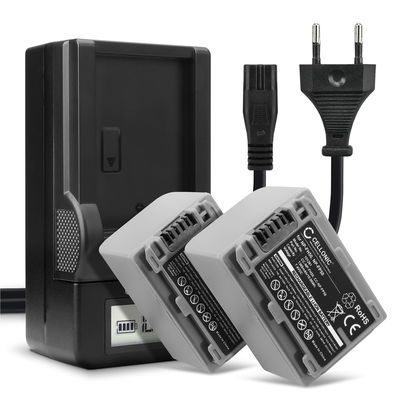 2x Batteri för Sony DCR-HC28 HC21 HC23 HC26 HC30 HC32 HC36 HC40 HC96 HDR-HC3 DCR-DVD105 DCR-SR100 kamera med hög 1360mAh kapacitet + laddare för uppladdningsbara kamerabatterier