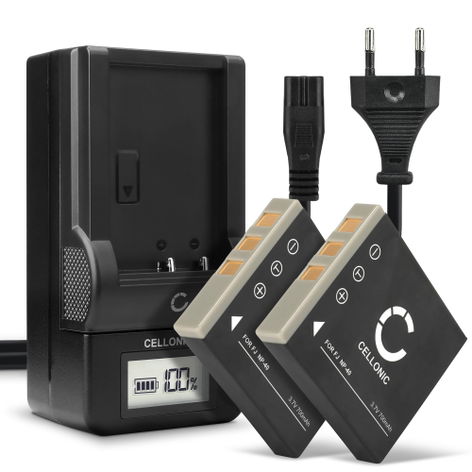 2x Batteri till Pentax Optio S, A10, A20, A30, L20, S4, S4i, S5i D-LI8 D-LI85 (700mAh, 3.7V) + Laddare från CELLONIC