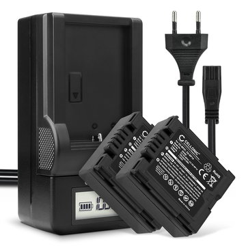 2x Batteri för Panasonic NV-GS10 NV-GS120 NV-GS140 NV-GS150 NV-GS158 NV-GS180 NV-GS188 NV-GS200 kamera med hög 750mAh kapacitet + laddare för uppladdningsbara kamerabatterier
