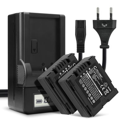 2x Batteri för Panasonic NV-GS10 NV-GS120 NV-GS140 NV-GS150 NV-GS158 NV-GS180 NV-GS188 NV-GS200 kamera med hög 750mAh kapacitet + laddare för uppladdningsbara kamerabatterier