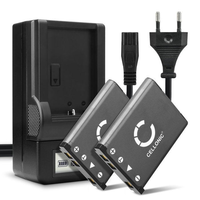 2x Batteri för Casio Exilim TR150 H15 ZS5 H50 Z35 ZS6 Z1 H5 Z16 Z2 Z33 Z330 NP80 NP82 kamera med hög 700mAh kapacitet + laddare för uppladdningsbara kamerabatterier