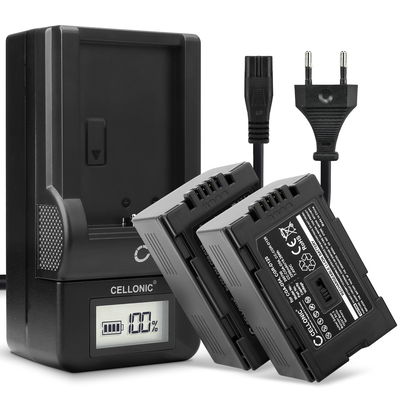 2x Batteri för Panasonic AG-DVX100 NV-GS11 NV-DS60 NV-GS1 NV-DS27 NV-DS29 NV-MX500 NV-DA1 NV-DS15 kamera med hög 2200mAh kapacitet + laddare för uppladdningsbara kamerabatterier