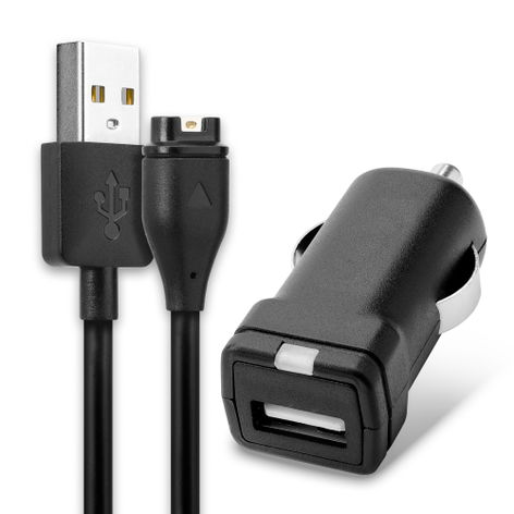 System Connector billaddare för Garmin Fenix 8; Forerunner 265, 55, 965; Venu 4 – 12V / 24V adapter för cigarettändaruttag med 1m laddkabel från subtel
