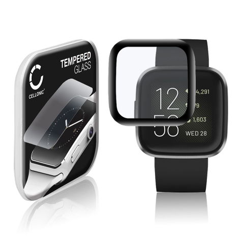 Skärmskyddsglas för FitBit Versa 2, 2 SE – 3D Full Cover (runda kanter) PMMA 0,33mm från CELLONIC