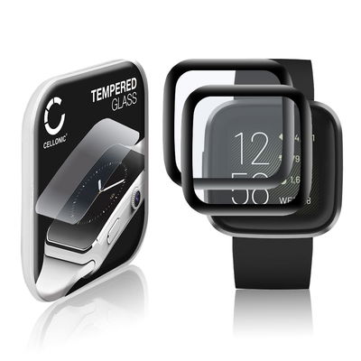 2x 0,33mm Displayskydd / skärmskydd för FitBit Versa 2 / Versa 2 SE smartwatch - 3D Full Cover 9H, Full Glue - skyddsglas för smartklocka, fitnessarmband, fitnesstracker