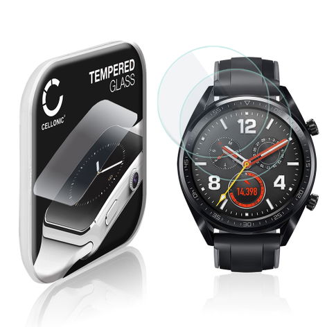 2x Screen Protector for Huawei Watch GT – Glass (9H hardness) from CELLONIC