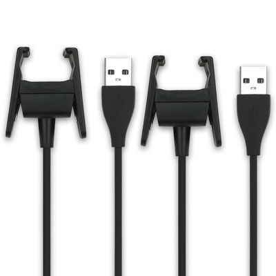 2x svart USB-kabel / datakabel för FitBit Charge 2 smartwatch och fitnessarmband - 0,20m laddsladd -