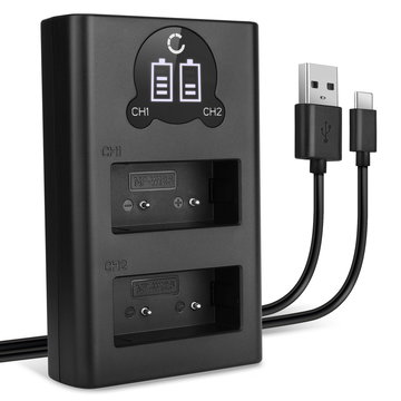 USB-dubbelladdare (NP-W126S NP-W126) för FujiFilm X-T3 X-T30 X-T20 X-T2 X-T100 X-T10 X-T1 X-Pro3 X-Pro2 X-E3 + 1m + USB Kabel från CELLONIC