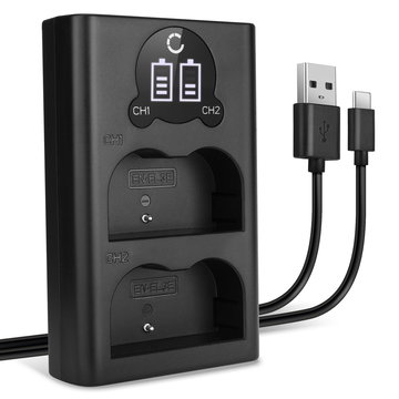USB-dubbelladdare (EN-EL3 EN-EL3e EN-EL3a) för Nikon D100 D200 D300 D300S D50 D700 D70s D80 D90 + 1m + USB Kabel från CELLONIC