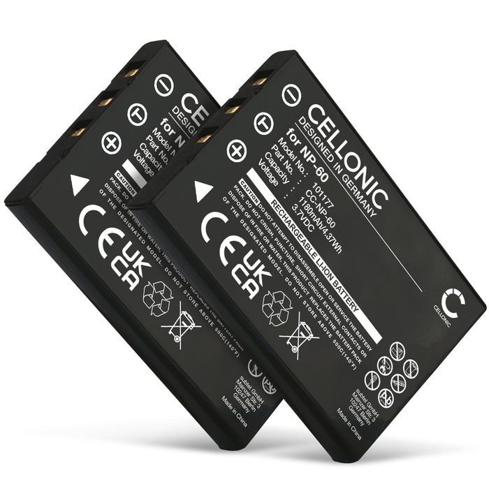 2x Batteri för Traveler HD 10XI, DV-5000, HD 10X, DV-5000 HD, DC-5300, DC-6300, DV-5070 1180mAh från CELLONIC
