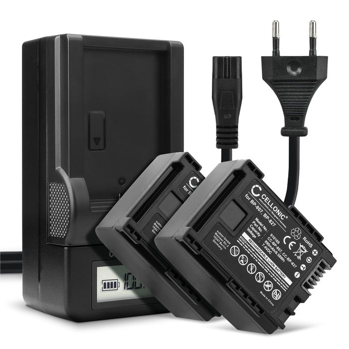 2x Batteri för Canon BP-807 Acku 890mAh Accu byte Batteri + Laddare