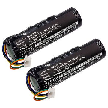 2x 010-10806-20 Batteri för Garmin Astro DC20, DC30, DC40, Dog Tracking hundhalsband, tracker, antiskallhansband m.fl. - 3400mAh Laddningsbart ersättningsbatteri eller reservbatteri
