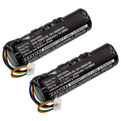 2x 010-10806-20 Batteri för Garmin Astro DC20, DC30, DC40, Dog Tracking hundhalsband, tracker, antiskallhansband m.fl. - 3400mAh Laddningsbart ersättningsbatteri eller reservbatteri