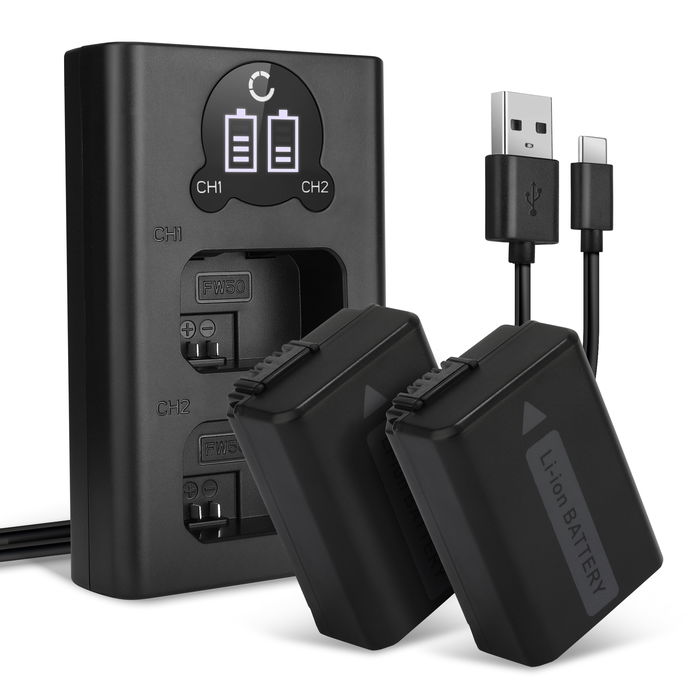 2x Sony SLT-A37 (α37) 1030mAh Batteri + Dubbel Laddare från CELLONIC