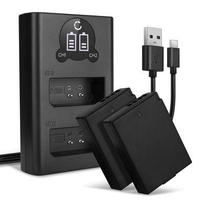 1x dubbel-laddare och 2x Ersättningsbatteri LP-E10 för Canon EOS 1100D, EOS 4000D, EOS Kiss X50 - med hög kapacitet om 1020mAh - batteri + laddare för uppladdningsbara kamerabatterier